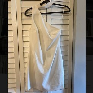 Alice and Olivia White Off the Shoulder Mini Dress